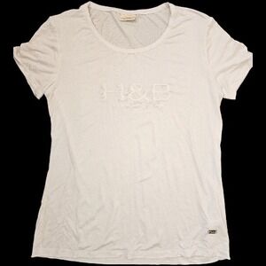 Harmont and Blane White Big Front Logo Little Hound dog logo Unisex T-Shirt szL